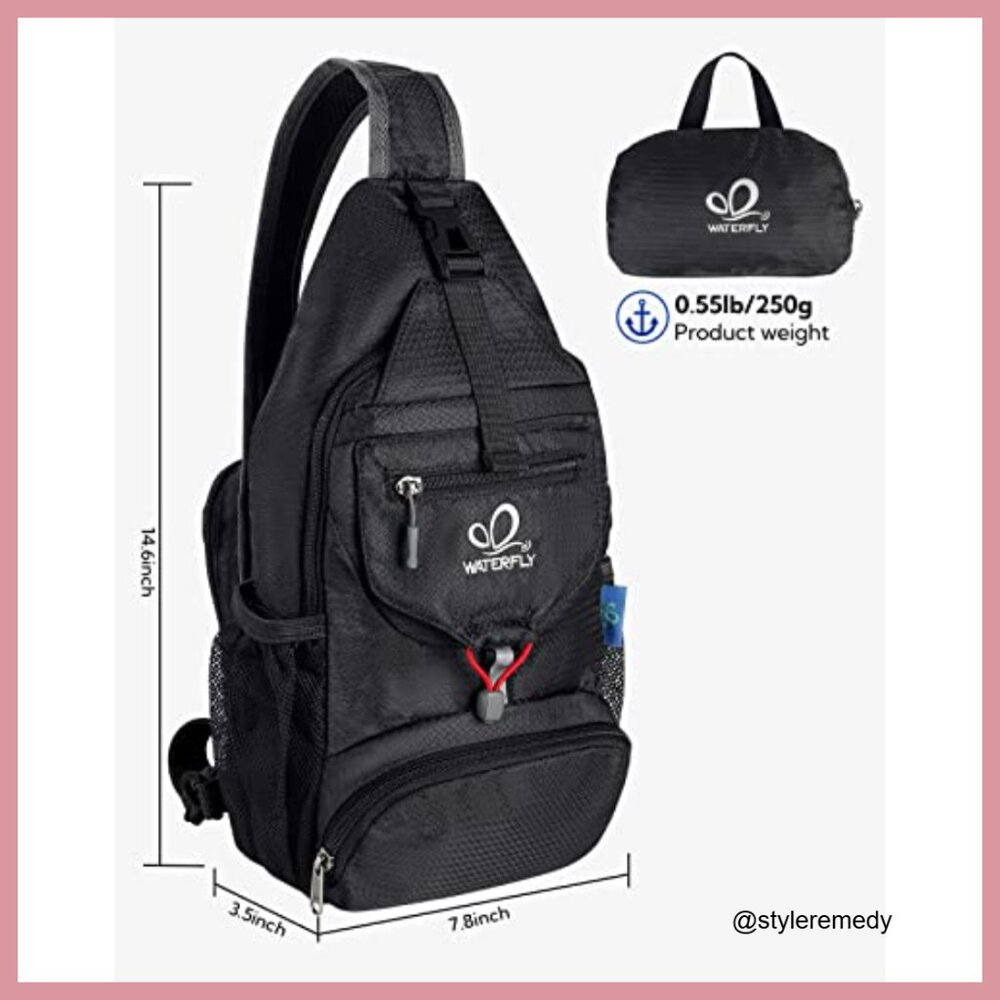 Water-Resistant Polyester Foldable Sling Backpack… - image 3